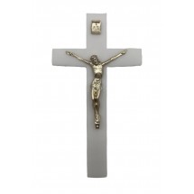 Crucifix Albatre avec Christ doré 15 cm